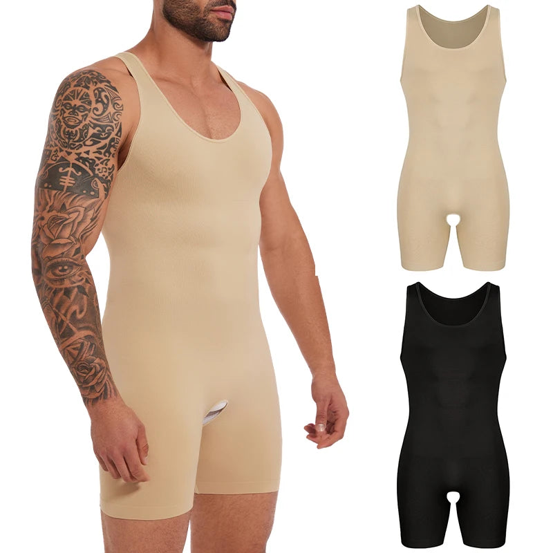 Sleeveless Bodysuit Men Full Body Shaper Compression Undershirt New Shapewear Tummy Control Faja Para Hombres Slimming Vest