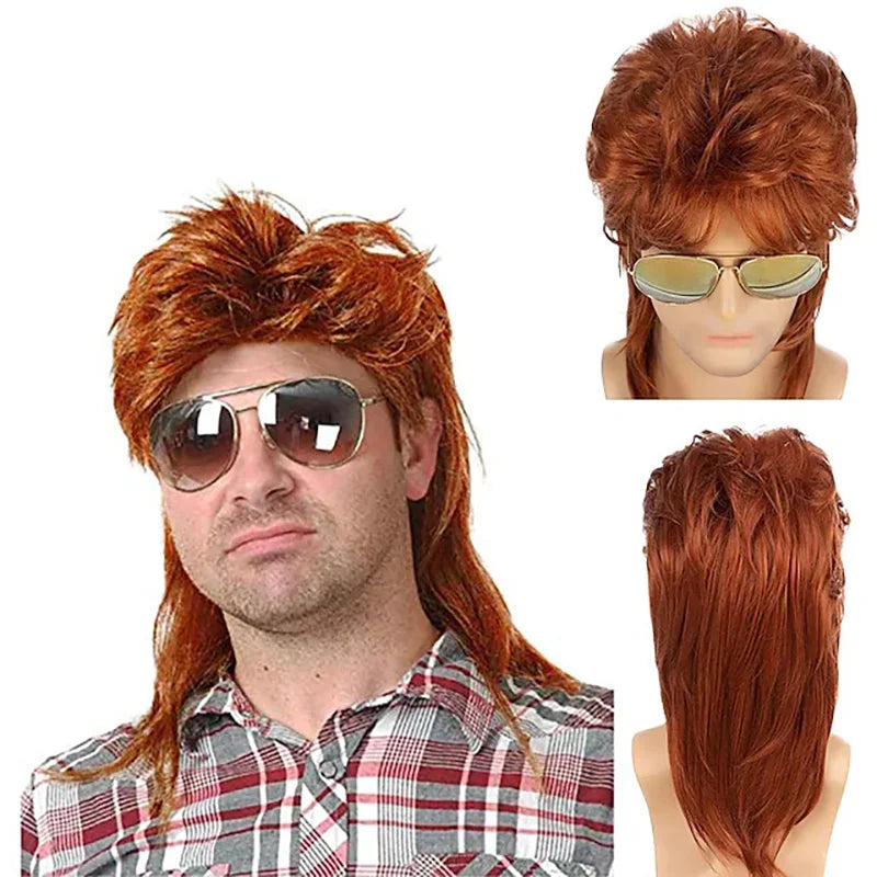 8 Styles Mullet Wigs for Men 70s 80s Costumes Fancy Party Accessory Cosplay Hallowmas Performance Synthetic Wig
