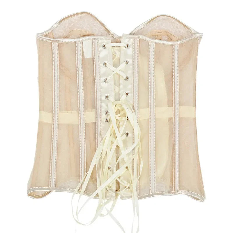 Sexy Thin Body Shaper Underwear Corset Waist Trainer Lingerie Lace Corsets Perspective Mesh Shapewear Women Fashion Clothes Faja