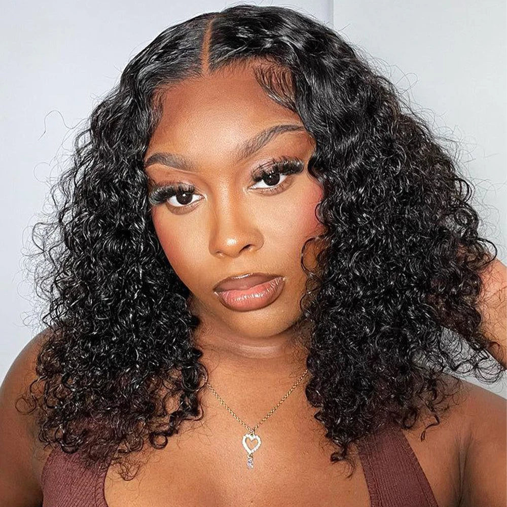 4x4 Glueless Wig Human Hair Ready To Wear 16 Inch Bob Wig Human Hair  Brazilian Glueless Wigs Human Hair Water Wave Glueless Wig
