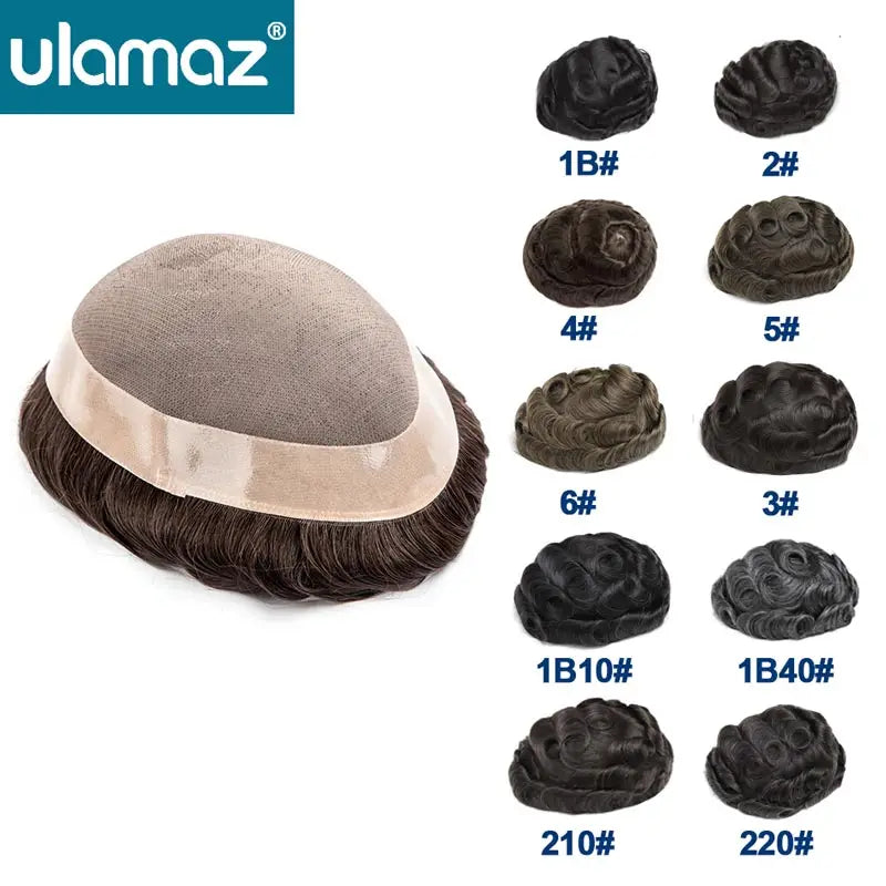 Natural Men's Wig Mono Toupee Human Hair Capillary Male Hair Prosthesis Hair System For Man Double Knots Hairpiece Wigs For Men