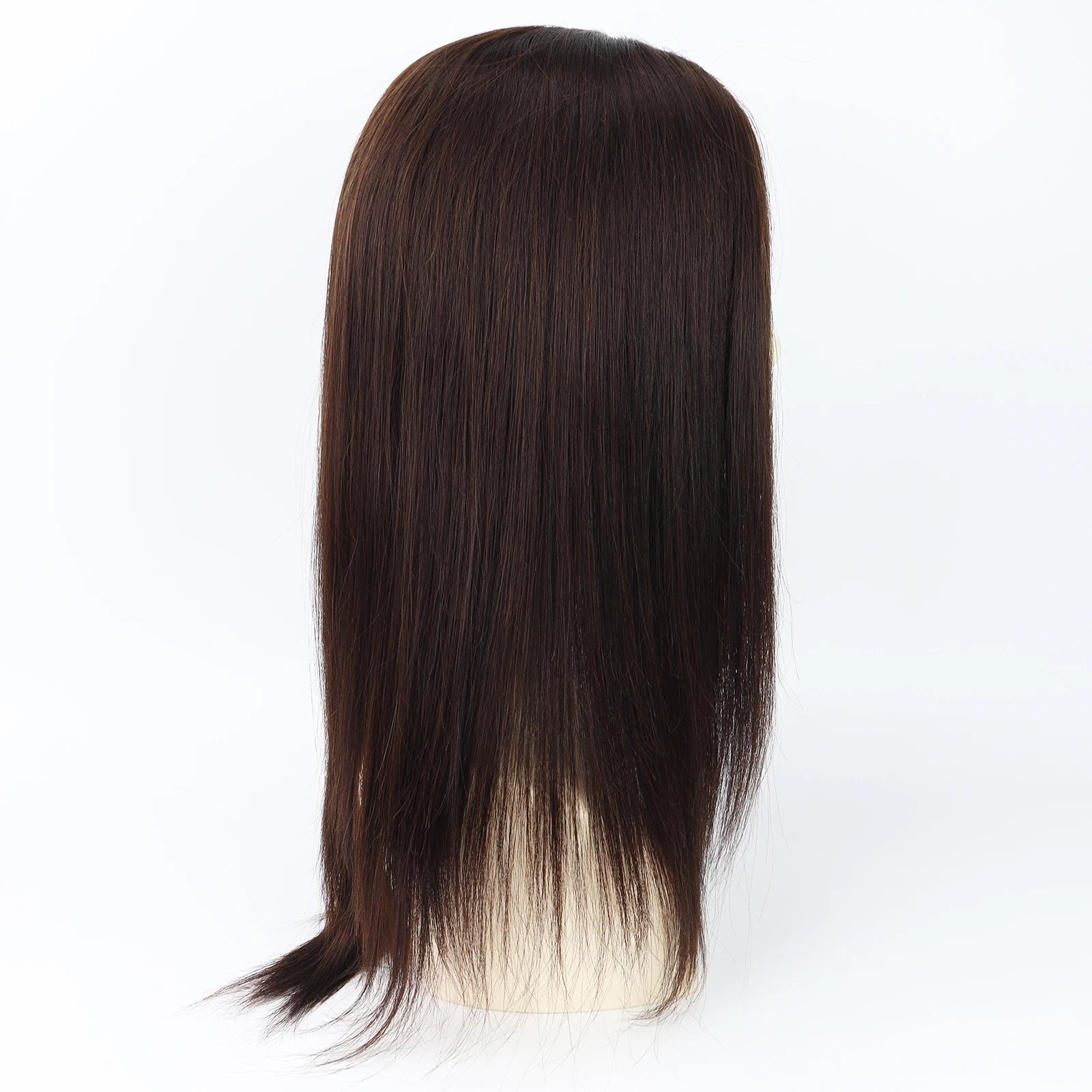 Layer Human Hair Wig for Women 6x6" Silk Base Wig with PU Around Medium Brown Hair Wig with Elastic Net Soft Breathable