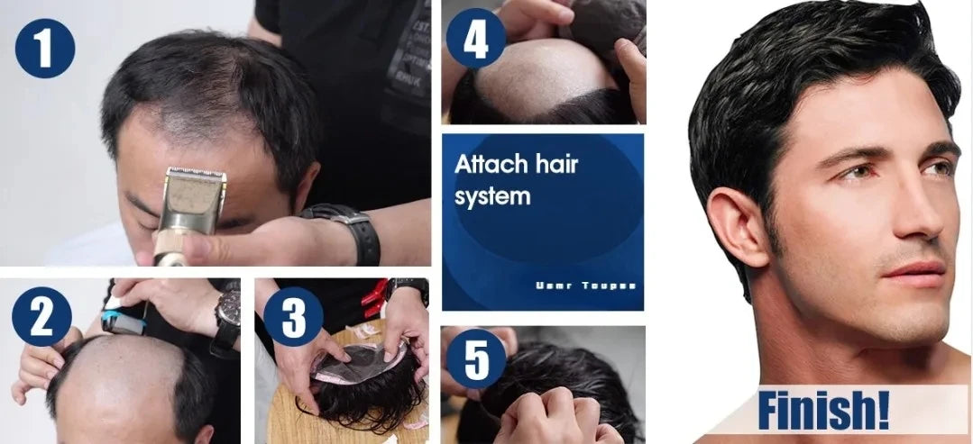 V Frontal Toupee for Men Wigs 2.5x16 Thin Skin PU V Loop Men Toupee Breathable V Style Front Wigs Blonde Color Forehead Hairline