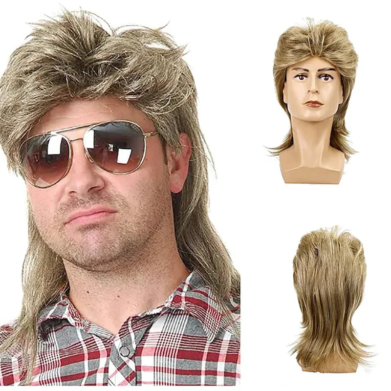 8 Styles Mullet Wigs for Men 70s 80s Costumes Fancy Party Accessory Cosplay Hallowmas Performance Synthetic Wig