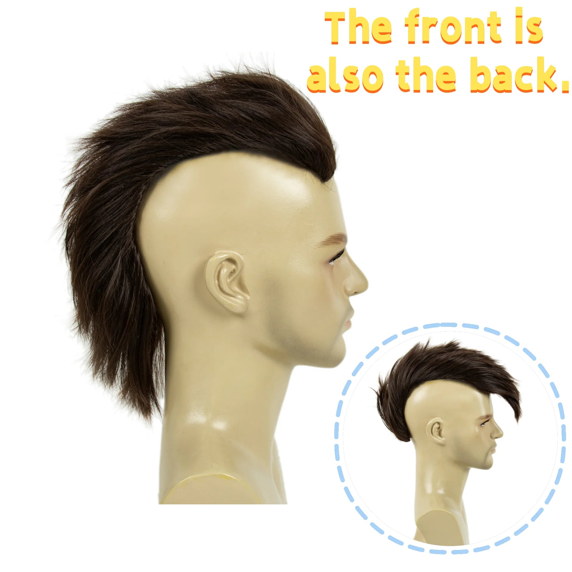 REEWES Men's Halloween Mohawk Wig in Brown Adults Short Hair Wigs for Men Synthetic Fiber Cosplay Hair Accessories