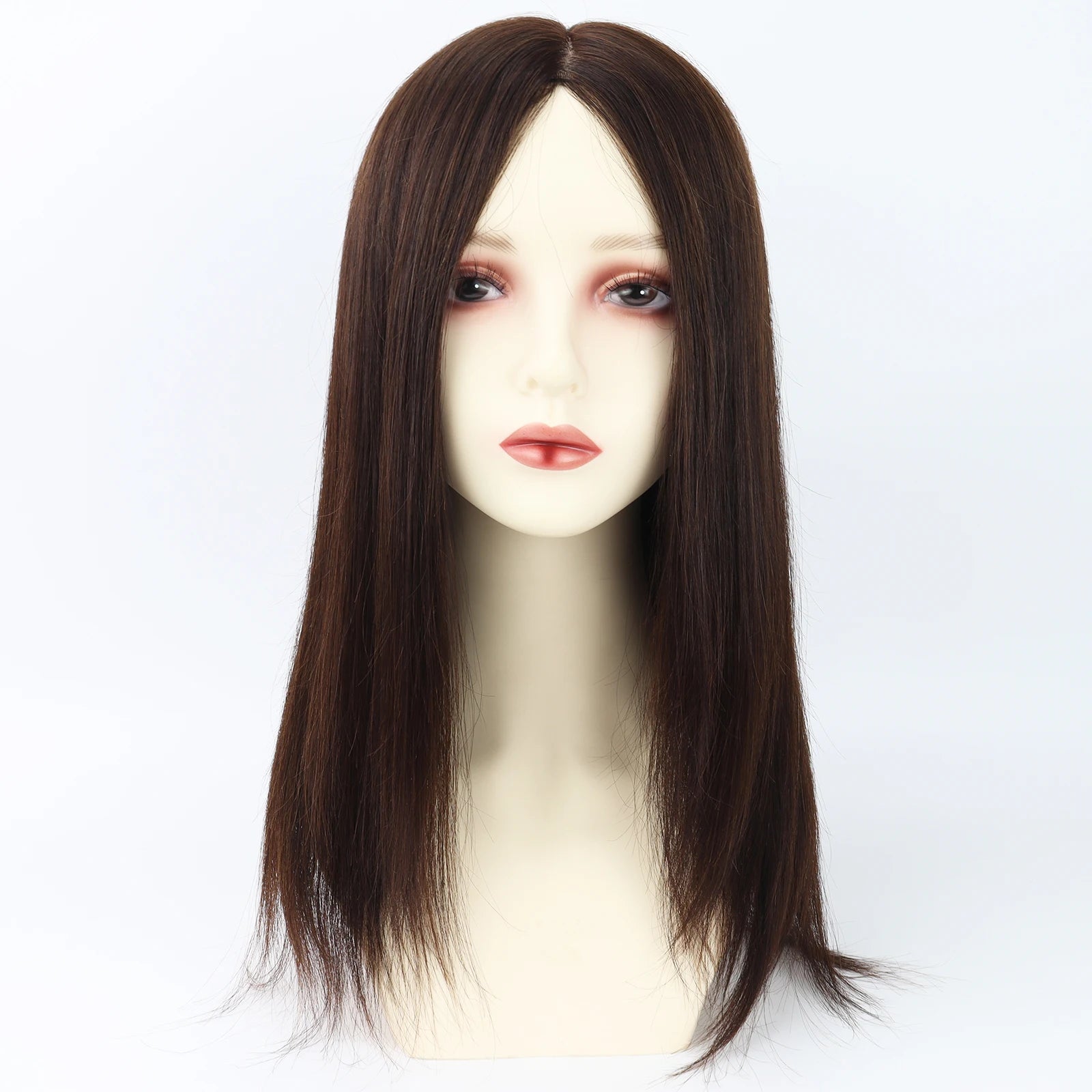 Layer Human Hair Wig for Women 6x6" Silk Base Wig with PU Around Medium Brown Hair Wig with Elastic Net Soft Breathable