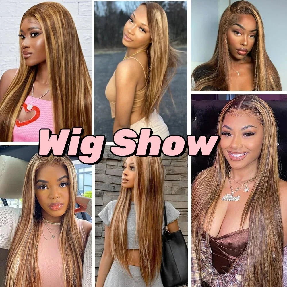 Highlight Wig 13x6 Human Hair Honey Blonde Brown Colored HD Lace Front Wigs For Women Pre Plucked Bone Straight Lace Frontal Wig