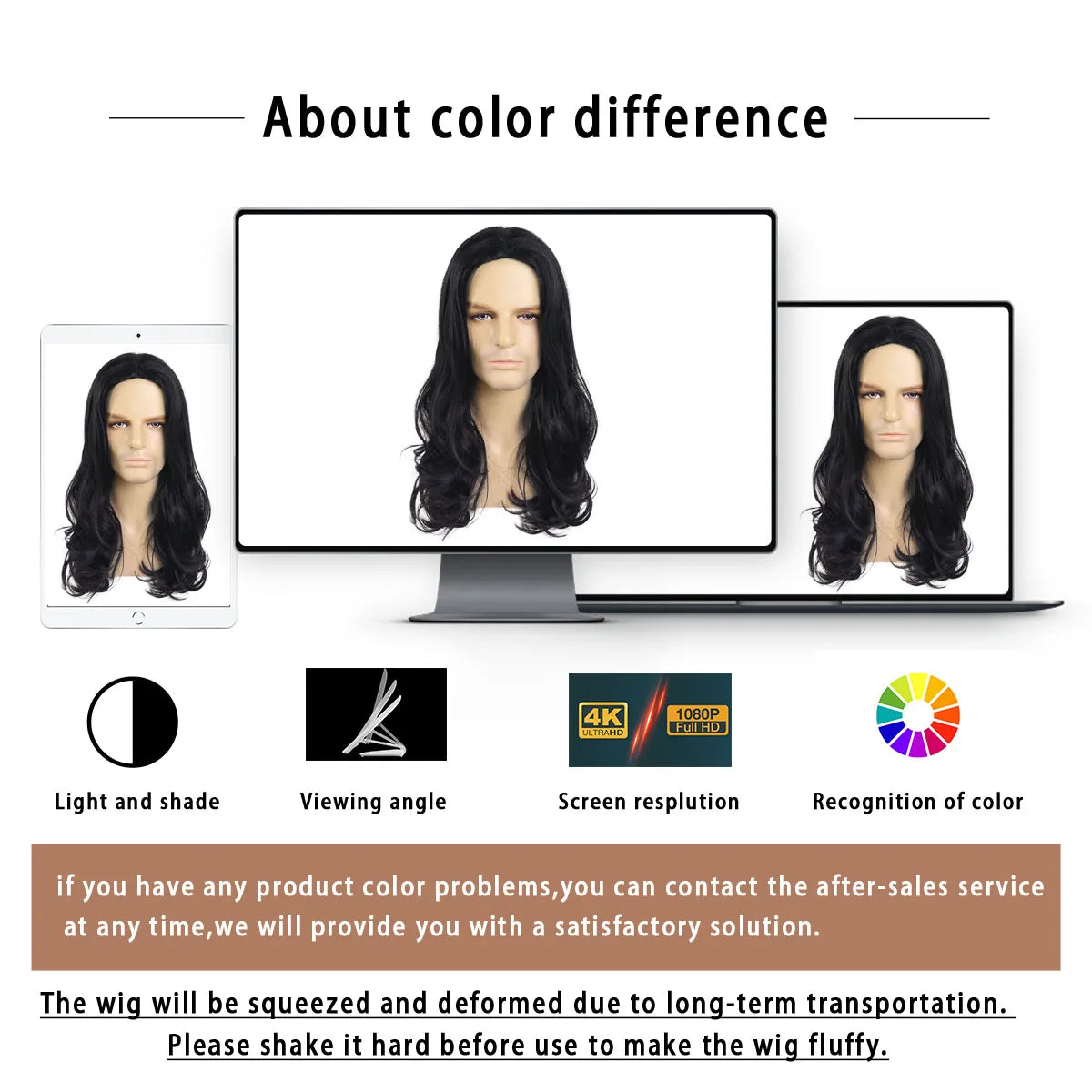 GNIMEGIL Synthetic Middle Part Natural Black Wigs for Men Long Curly Hair Wig with Cap Male Daily Party Costume Cosplay Wear