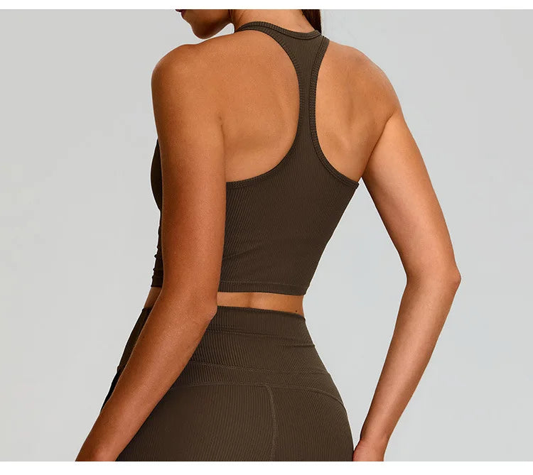 Sports Bra Top Push Up Fitness Underwear Women Yoga Bra Ribbed Sport Tops Women Breathable Running Vest High Strength Gym Wear