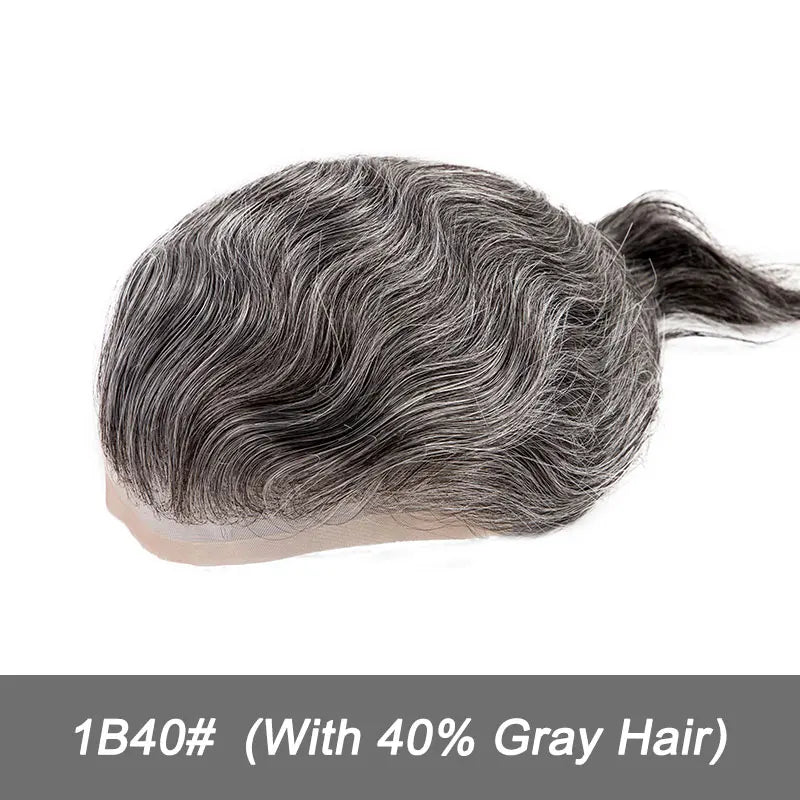 Men Wig Gray Hair Natural Haline Lace Front with Mono Top 6" Men's Capillary Prothesis Durable Toupee Men Wigs For Man