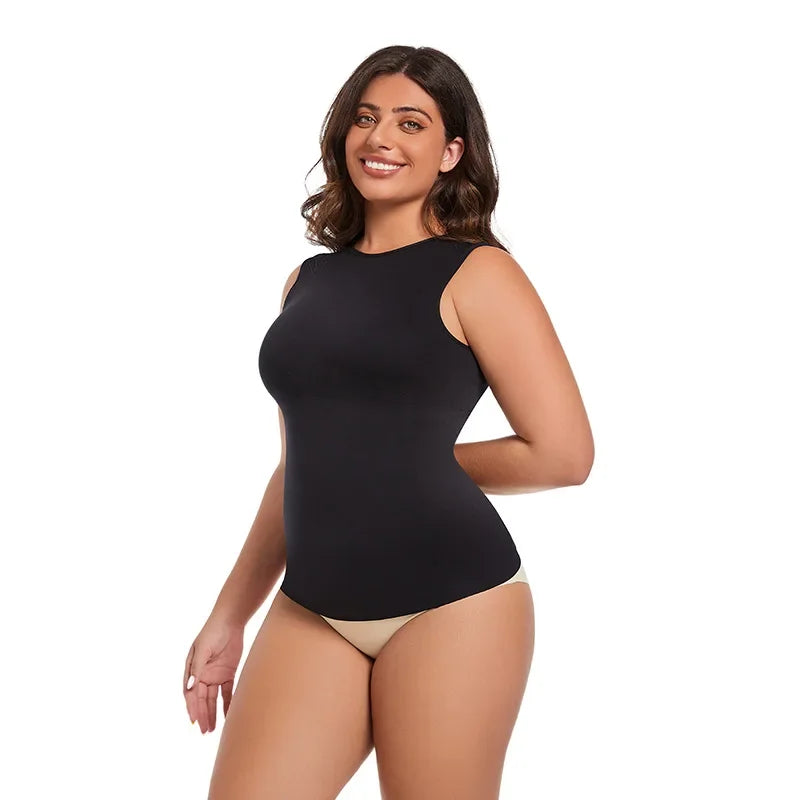 Guudia Shapewear Tanks Women Seamless Tanks Sleeveless Compression Tanks Round Neck Tnak Top Stretchy Camisole Spandex Elastic
