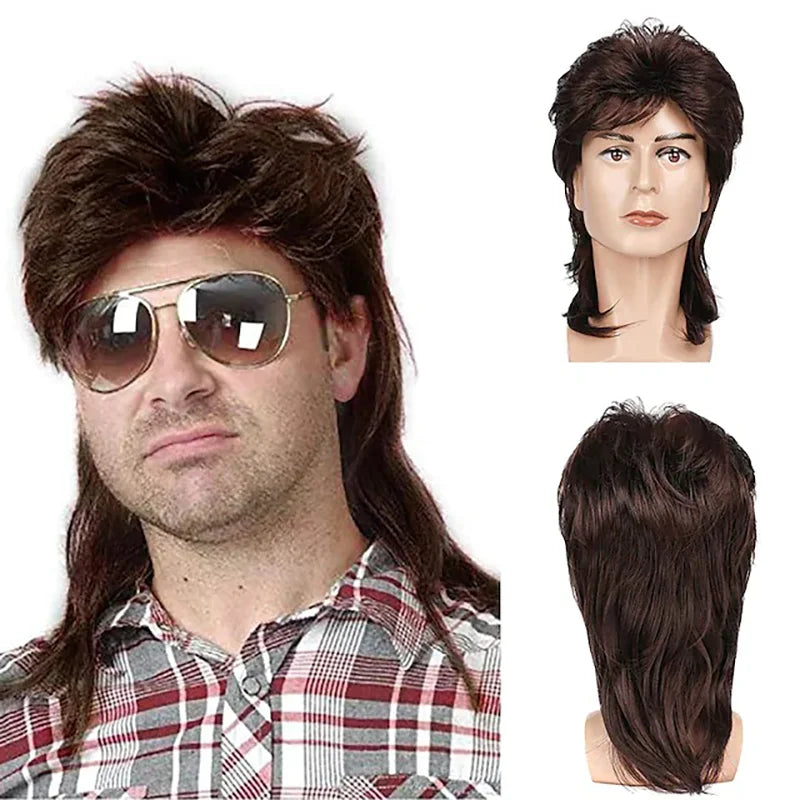 8 Styles Mullet Wigs for Men 70s 80s Costumes Fancy Party Accessory Cosplay Hallowmas Performance Synthetic Wig