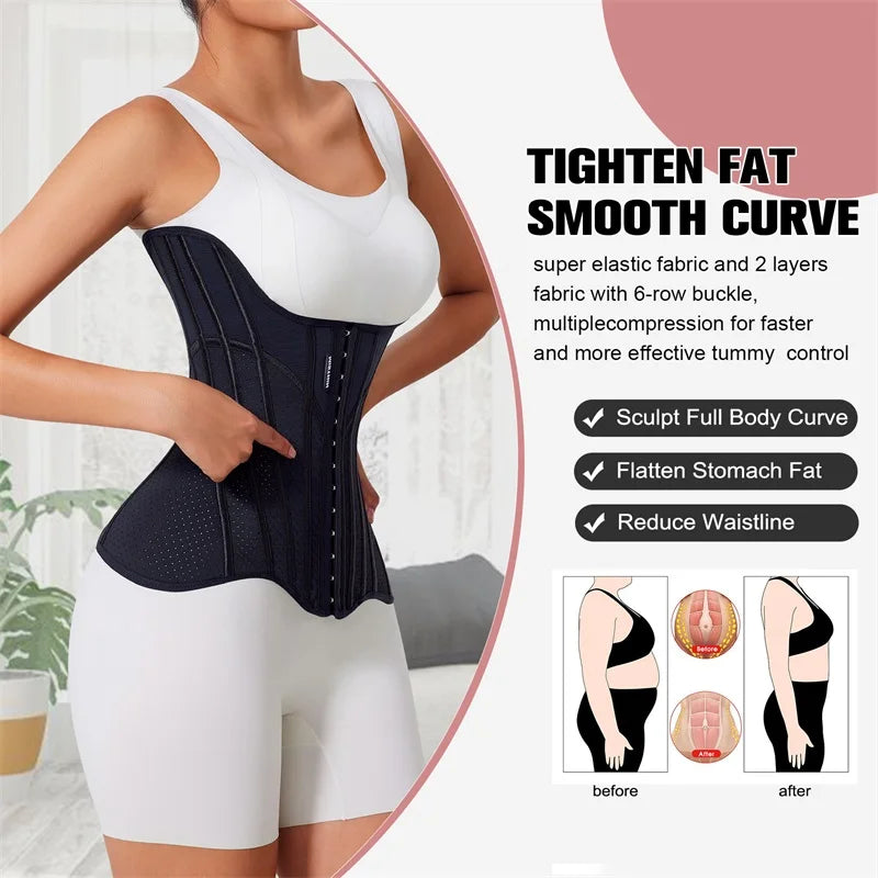 MiiOW U-shaped Waist Trainer Corset Women Shapers Lifted Waist Trainer Steel Bone Slimming Summer Breathable Women's Shapewear