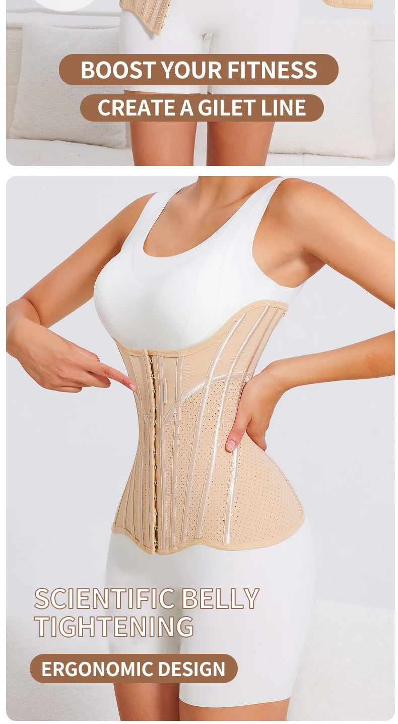 MiiOW U-shaped Waist Trainer Corset Women Shapers Lifted Waist Trainer Steel Bone Slimming Summer Breathable Women's Shapewear
