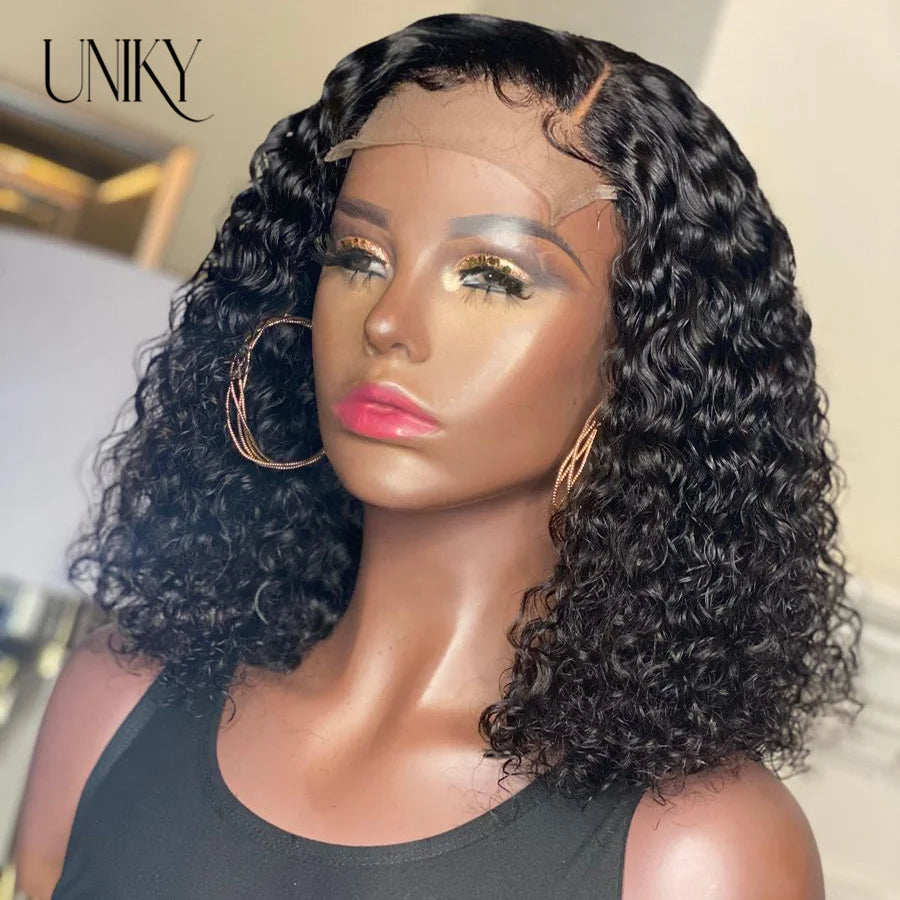 Kinky Curly Human Hair Bob Wig Water Lace Front original Human Hair Wigs For Women PrePlucked Brazilian 13x4 Lace Frontal Wig
