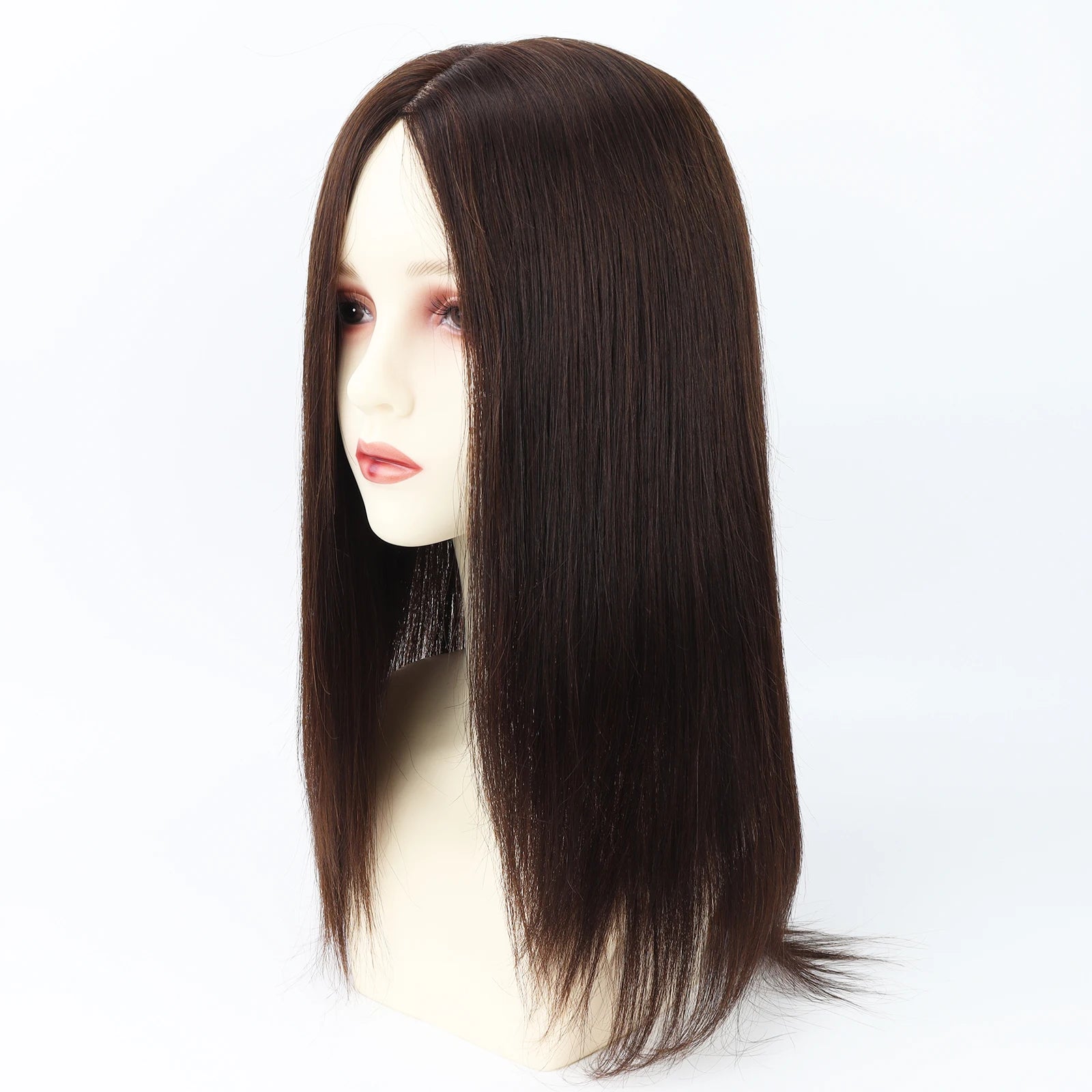 Layer Human Hair Wig for Women 6x6" Silk Base Wig with PU Around Medium Brown Hair Wig with Elastic Net Soft Breathable