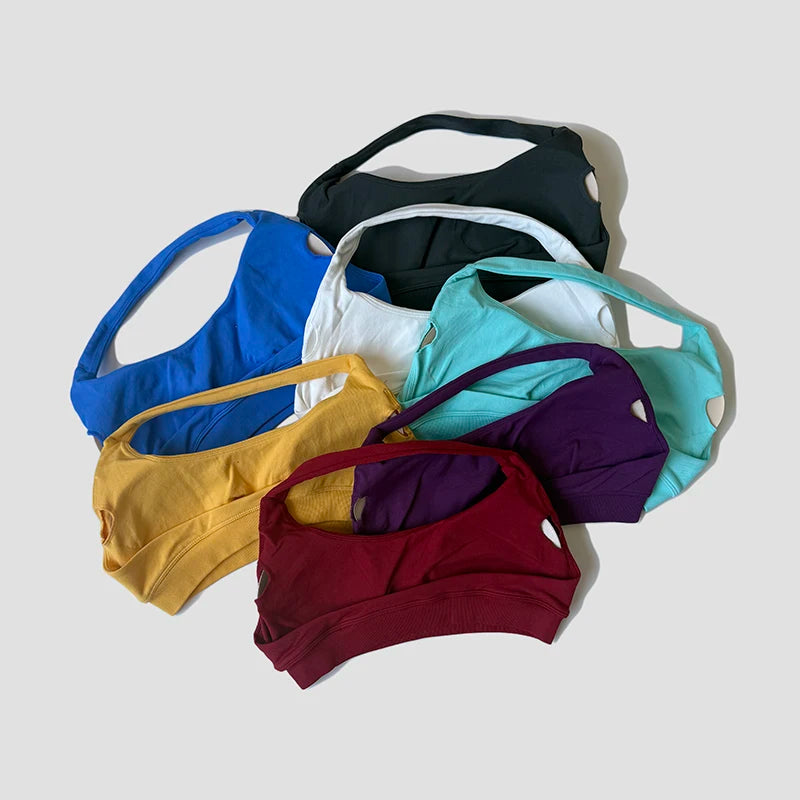Sports Bra Women Shockproof Seamless Halter Top High Support Push-up Open Back Gym Wear Fitness Workout Underwear
