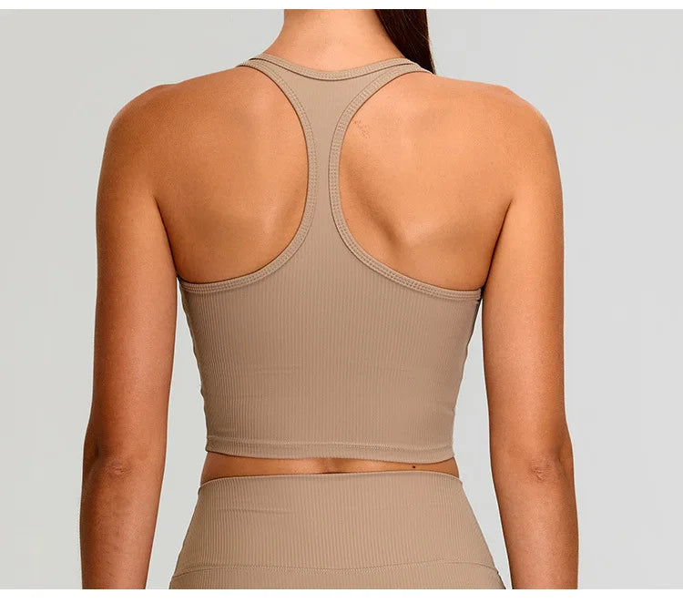 Sports Bra Top Push Up Fitness Underwear Women Yoga Bra Ribbed Sport Tops Women Breathable Running Vest High Strength Gym Wear