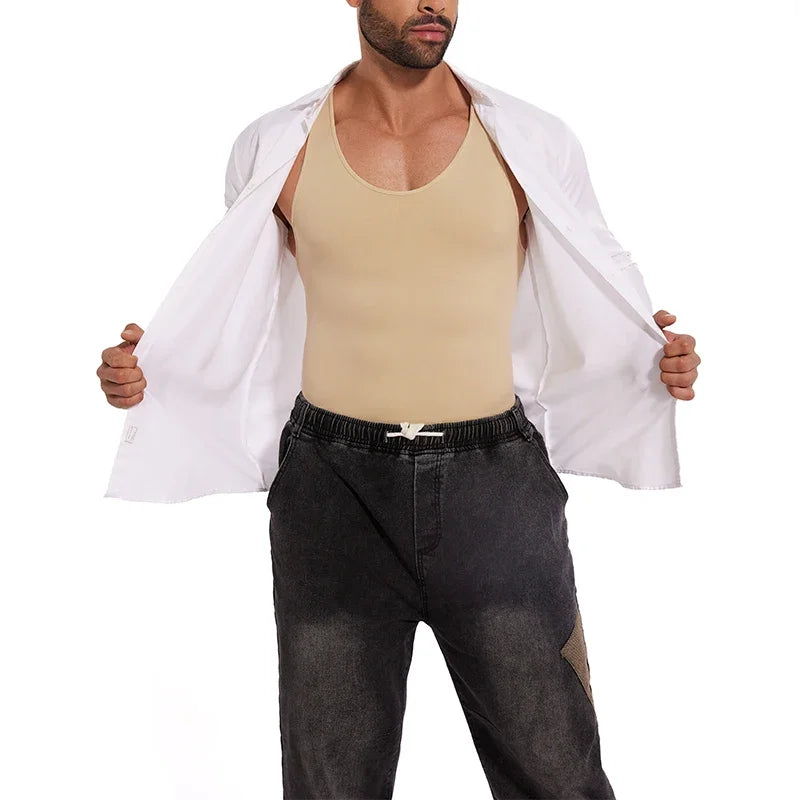 Sleeveless Bodysuit Men Full Body Shaper Compression Undershirt New Shapewear Tummy Control Faja Para Hombres Slimming Vest