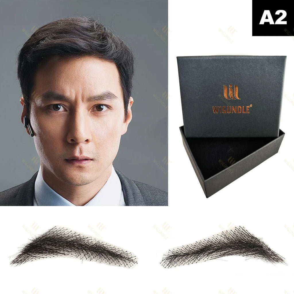 WIGUNDLE Women/Man's Eyebrows Hair Eyebrows Six Style 100% Human Hair Artificial Weaving Lace Workers' Hair Braided Eyebrow Wigs