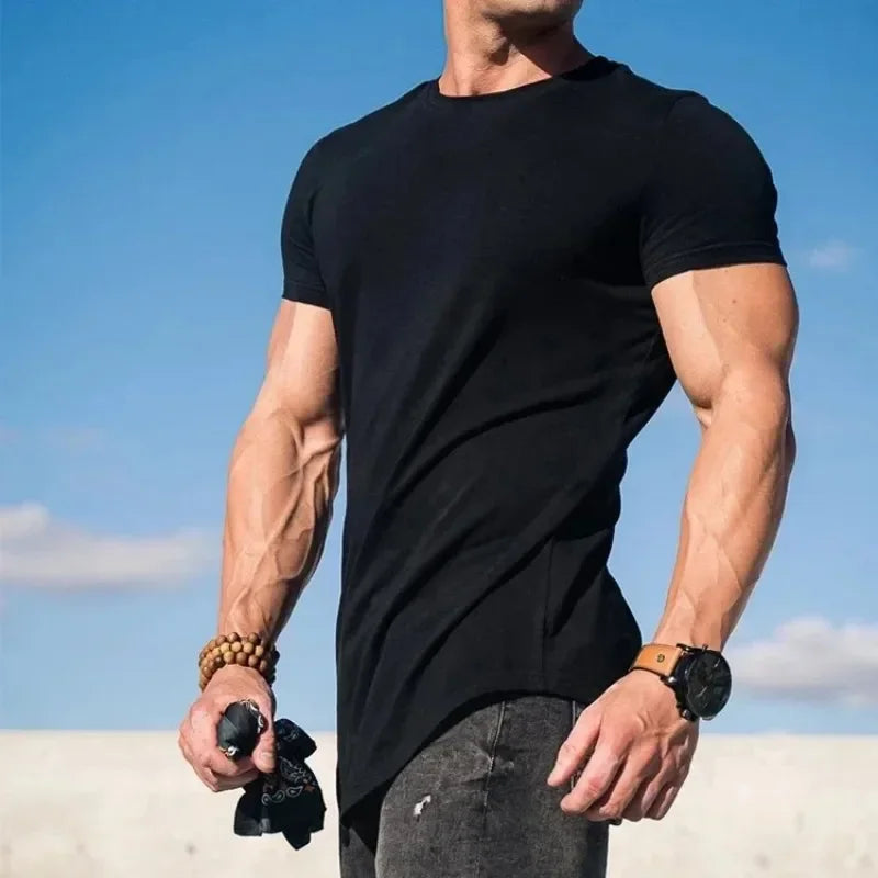 Sport Fitness T-shirt Men Bodybuilding Short Sleeve Workout Shirt Training Sport Running Gym T-shirt Summer Tops Tee Rashgard