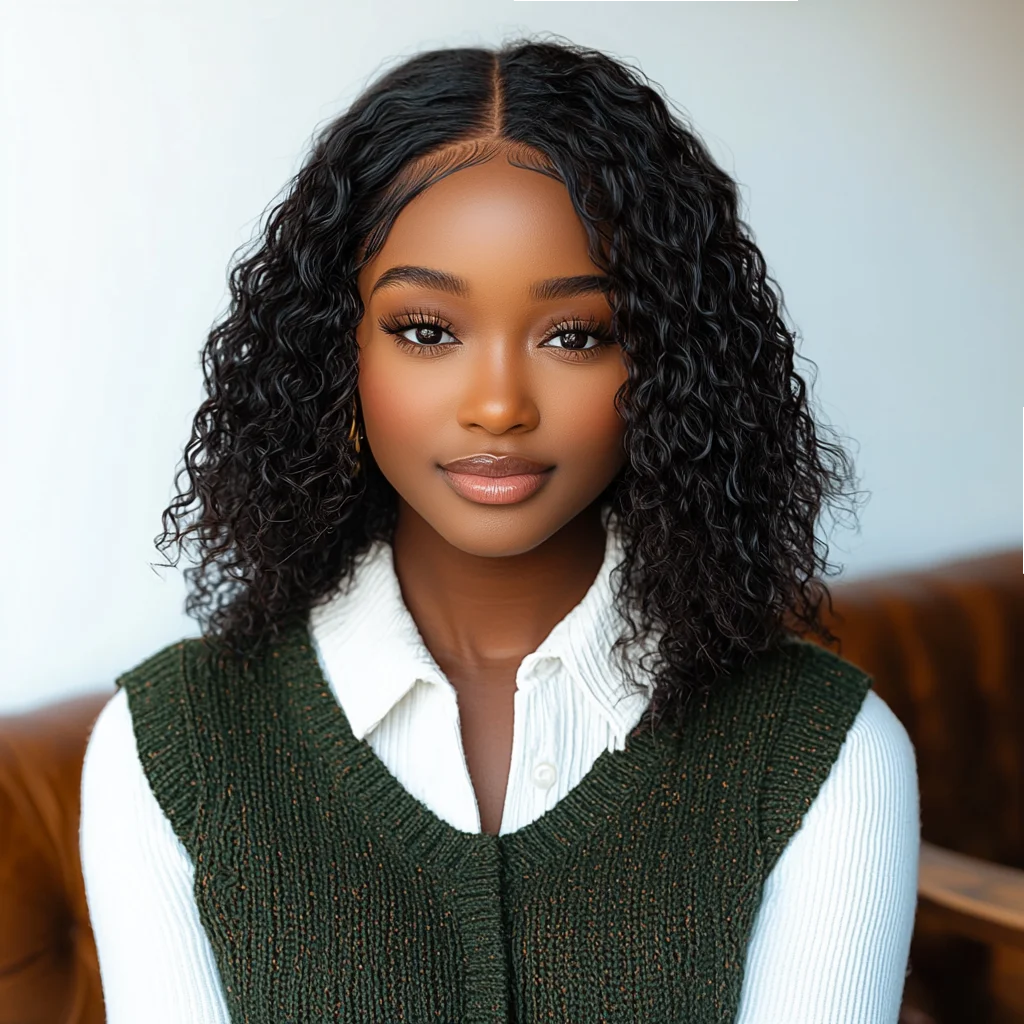 Sleek Curly Human Hair Wigs For Women 12 Inch Short Curly Bob Human Hair Wigs 13X6X1 Lace Front Wigs Natural Curly Bob Lace Wigs