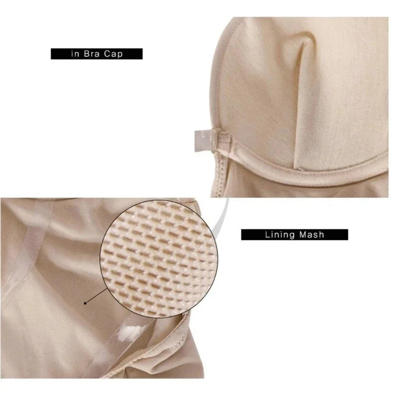 Invisible Shaper Bra Bodysuit Corset Backless Deep V-Neck U Plunge Thong Waist Trainer Clear Strap Padded Push Up Shapewear