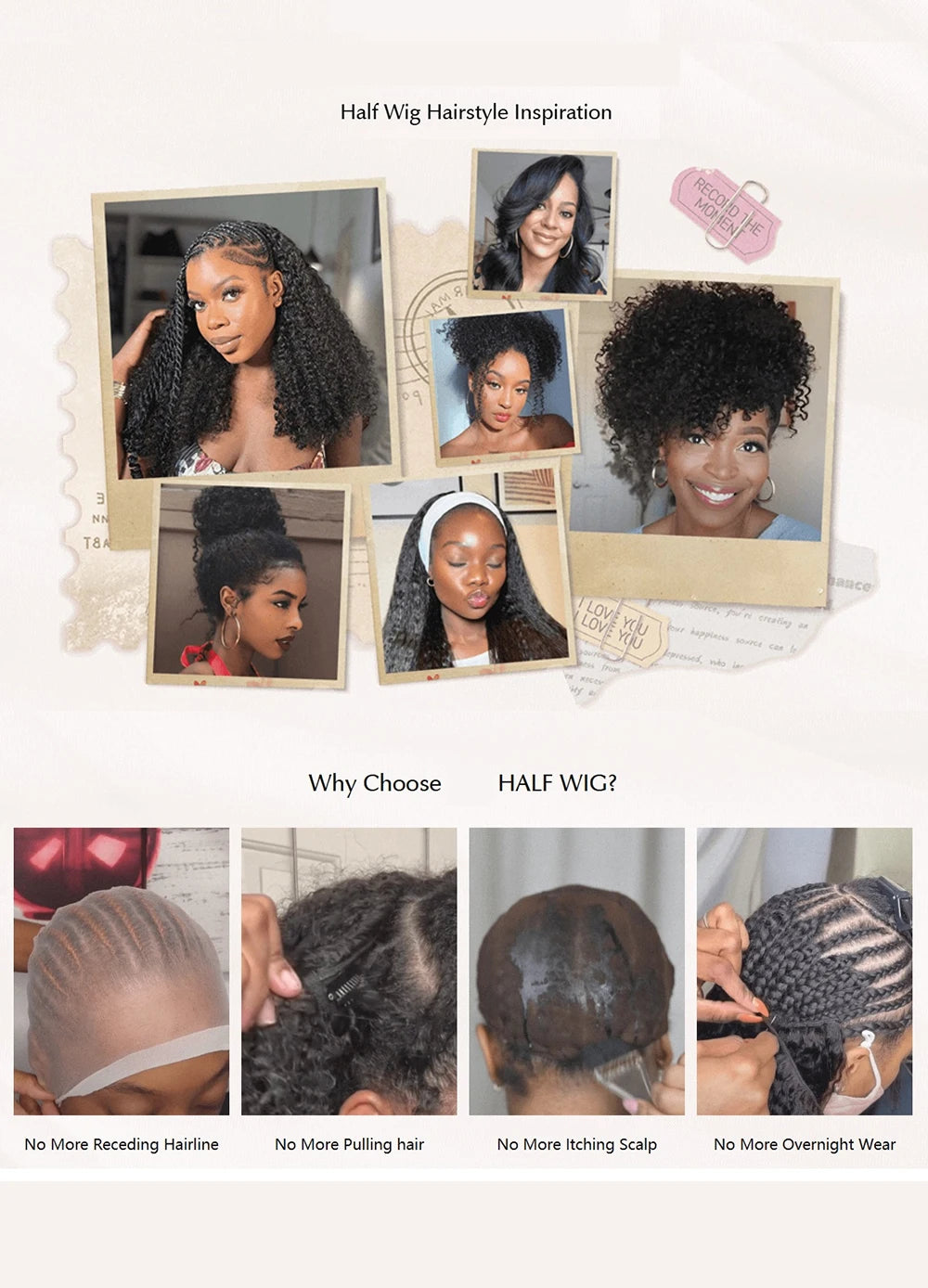 3 In 1 half wigs human hair Drawstring No lace wigs Half wig water wave human hair wig 100 human hair wigs for woman curly wigs