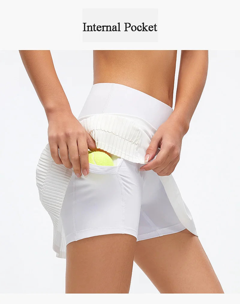 Women Sports Tennis Skirts Fitness Running Shorts High Waist Athletic Skirt With Pockets Pleated Sport Skort Golf Sportswear