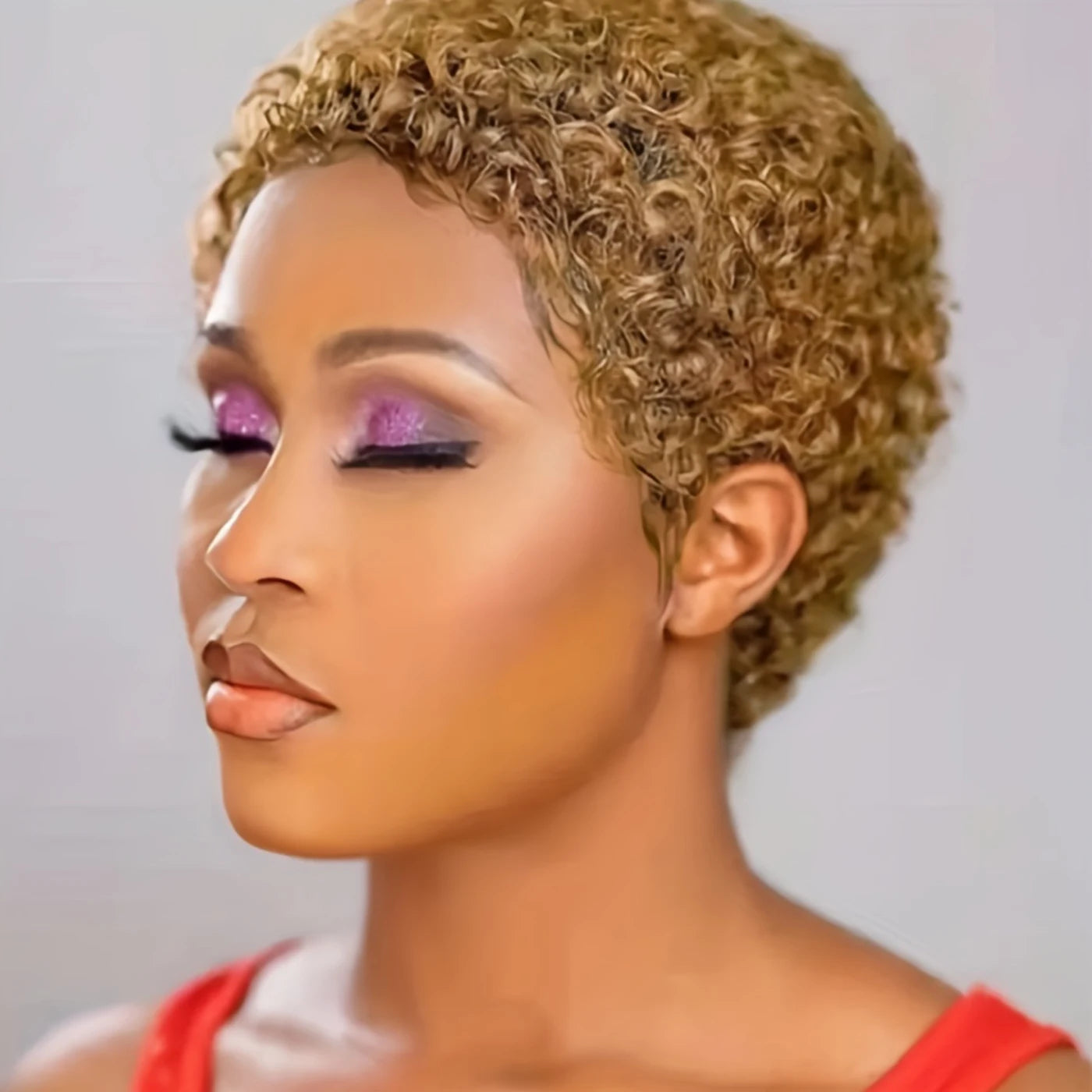 99J Short Curly Human Hair Wigs For Women Full Machine Made Kinky Curly Wigs Human Hair Choice Cheap Wigs On Clearance Sale