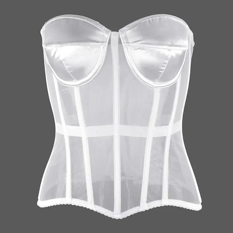 Sexy Thin Body Shaper Underwear Corset Waist Trainer Lingerie Lace Corsets Perspective Mesh Shapewear Women Fashion Clothes Faja