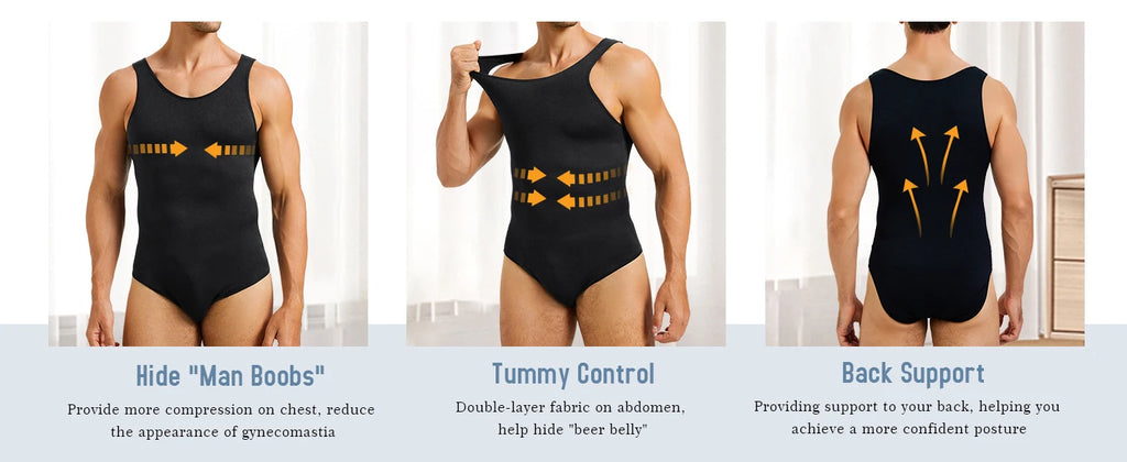 Sleeveless Bodysuit Men Full Body Shaper Compression Undershirt New Shapewear Tummy Control Faja Para Hombres Slimming Vest