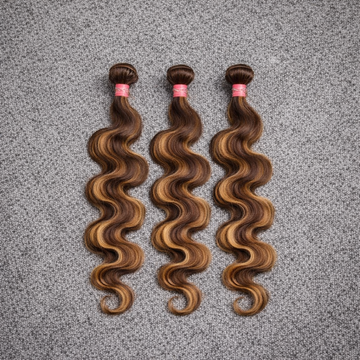 Honey Blonde Body Wave Bundle extensions| Highlight Brazilian Human Hair style 1
