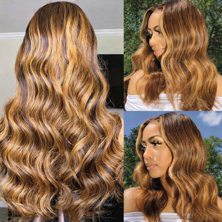 Honey Blonde Body Wave Bundle extensions| Highlight Brazilian Human Hair style 2