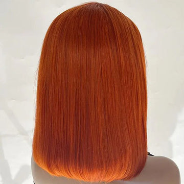 Indian Ginger Bob Lace Front-Transparent Lace Human Hair wig style 2