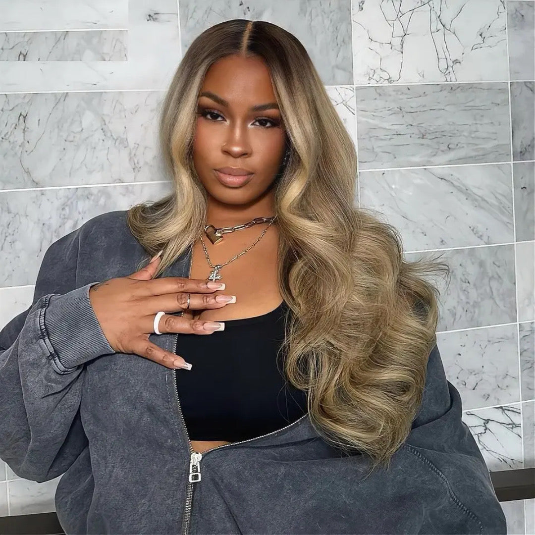 Long blonde body wave HD lace front wig – seamless melt, salon-finish human hair