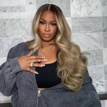 The 'Arctic Melt' | HD Swiss Lace Ash Blonde Highlights Body wave- Brazilian Human Hair wig style 2