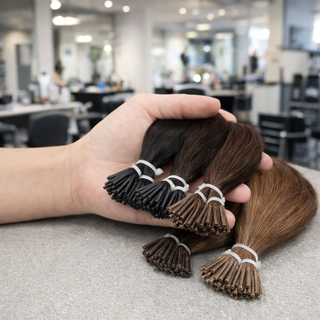 Luxury I-Tip Raw Virgin 100% Human Hair Extensions – Pre-Bonded Micro Beads | Seamless Fusion style 1