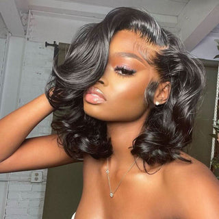 “Natural Muse” Glueless Brazilian Human Hair-Hollywood Glam Bob HD Lace Wig style 2