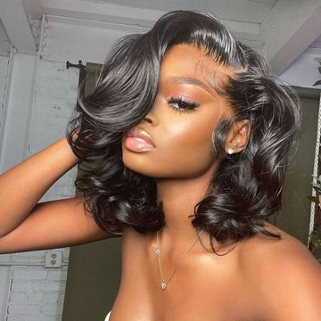 “Natural Muse” Glueless Brazilian Human Hair-Hollywood Glam Bob HD Lace Wig style 2