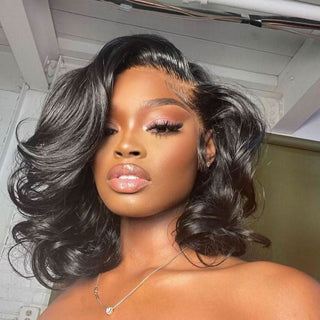 “Natural Muse” Glueless Brazilian Human Hair-Hollywood Glam Bob HD Lace Wig style 1